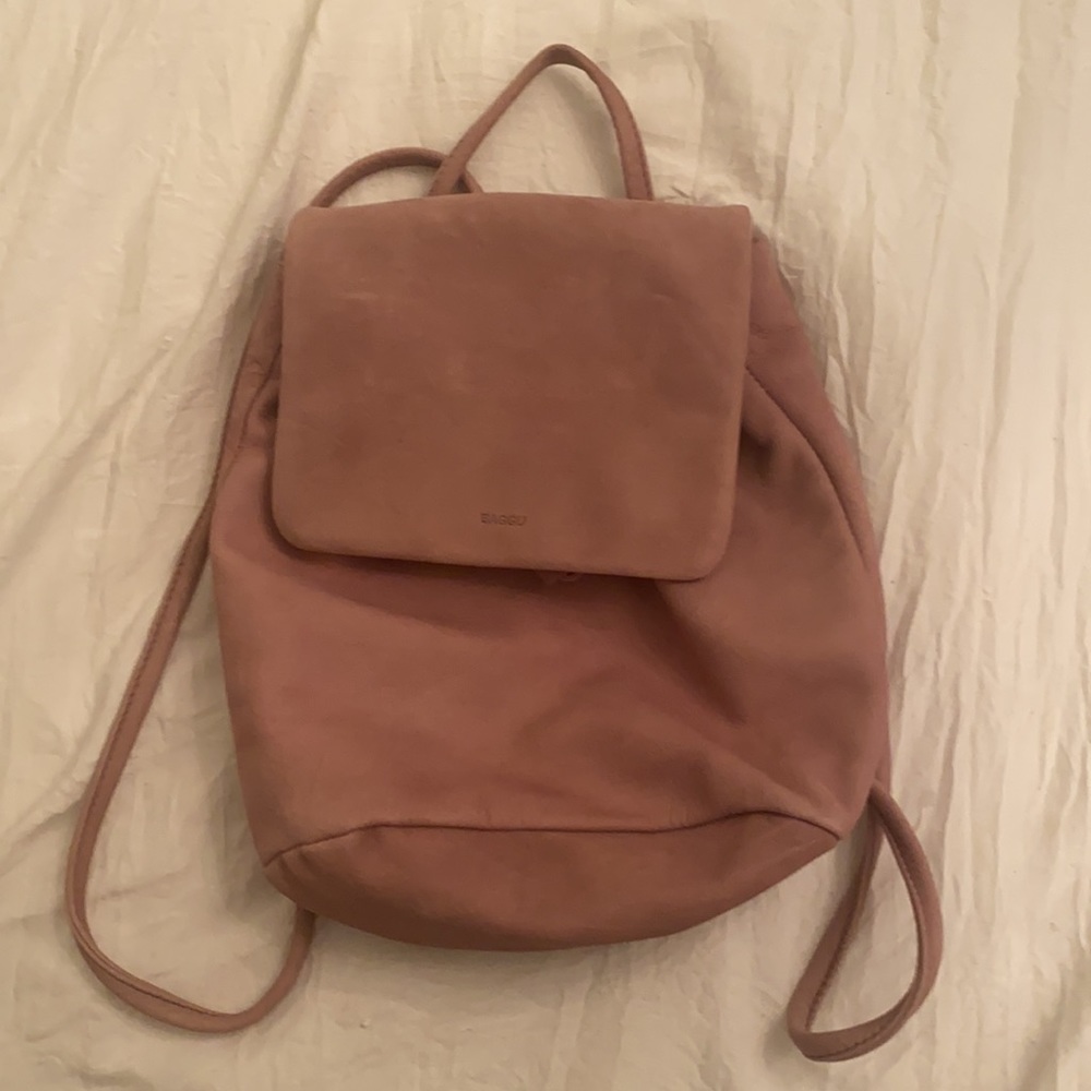 Baggu Leather Mini Backpack - Lavender Blush Pink - Picture 3 of 6